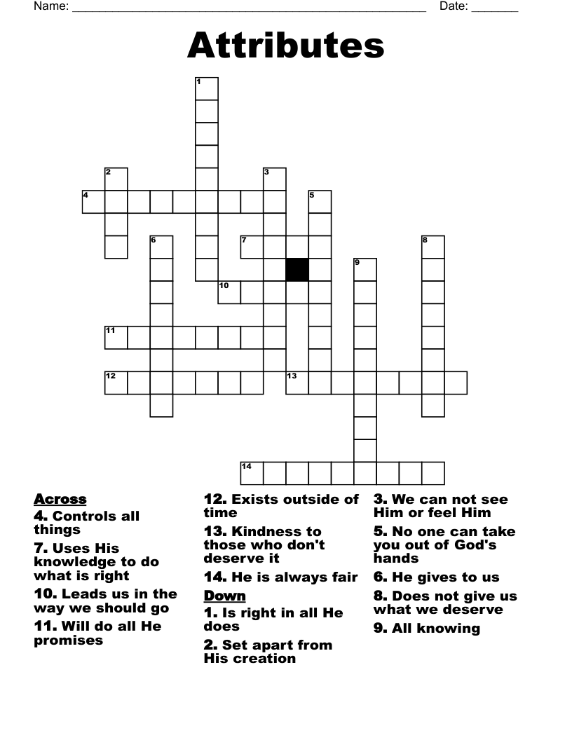 Attributes Crossword