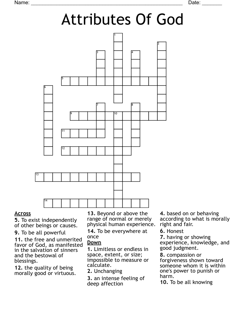 Attributes Of God Crossword