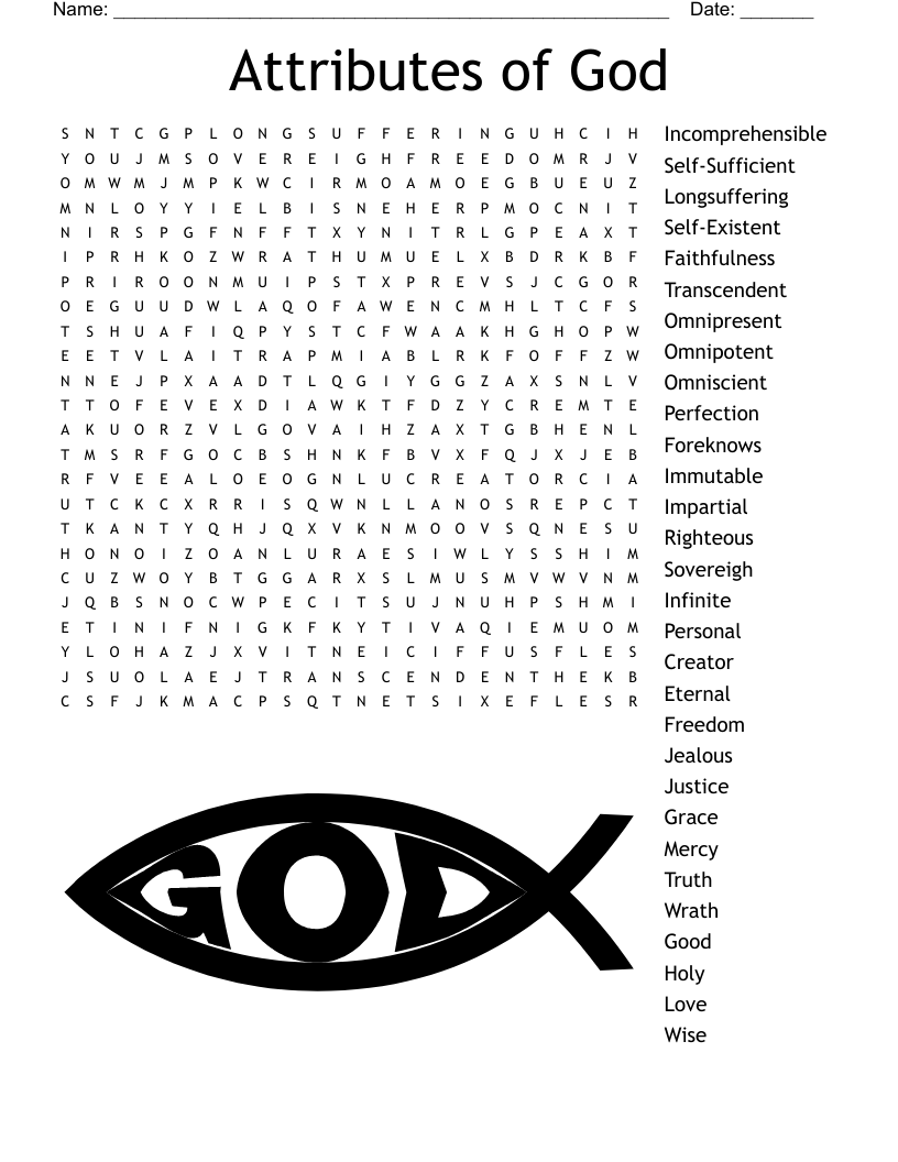 Attributes of God Word Search
