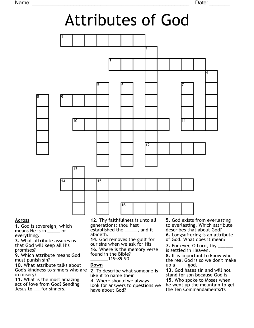 Attributes of God Crossword