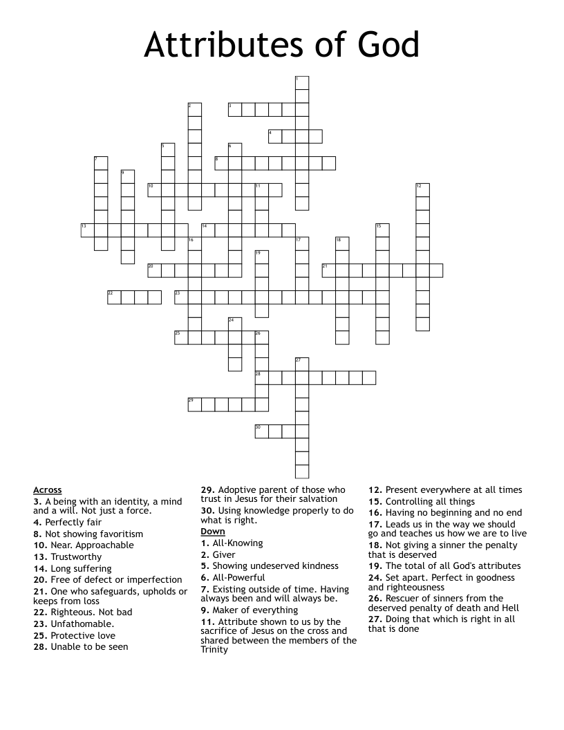 Attributes of God Crossword