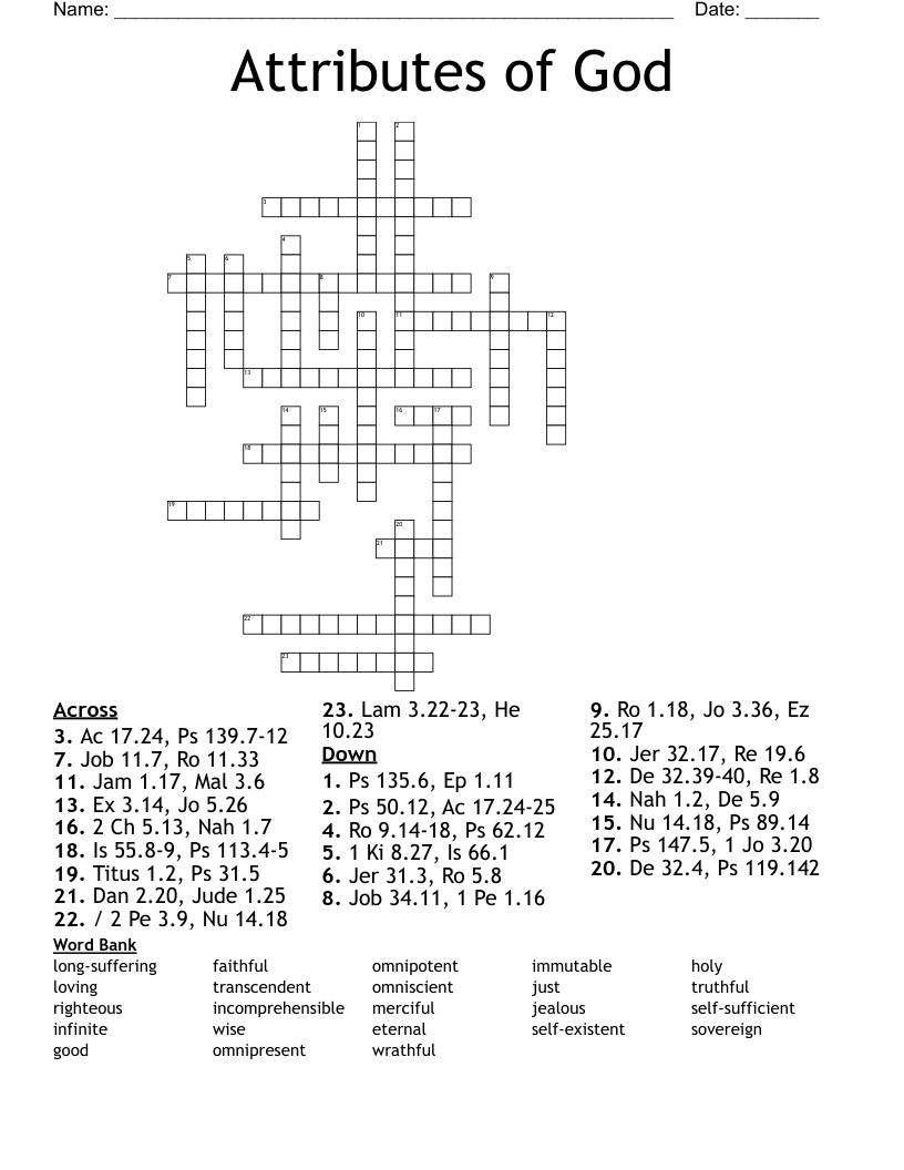 Attributes of God Crossword