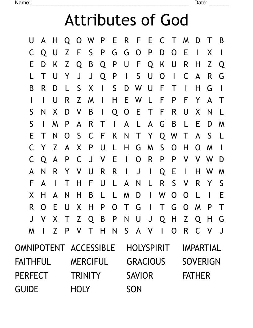 Attributes of God Word Search