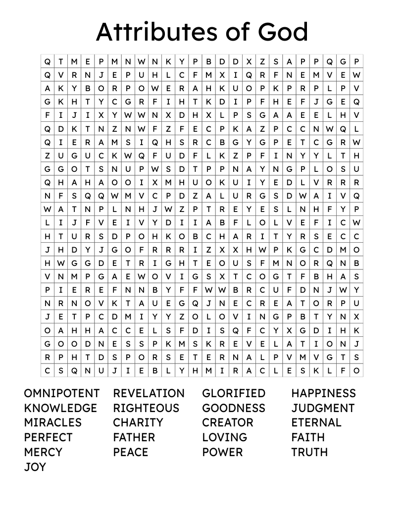 Attributes of God Word Search