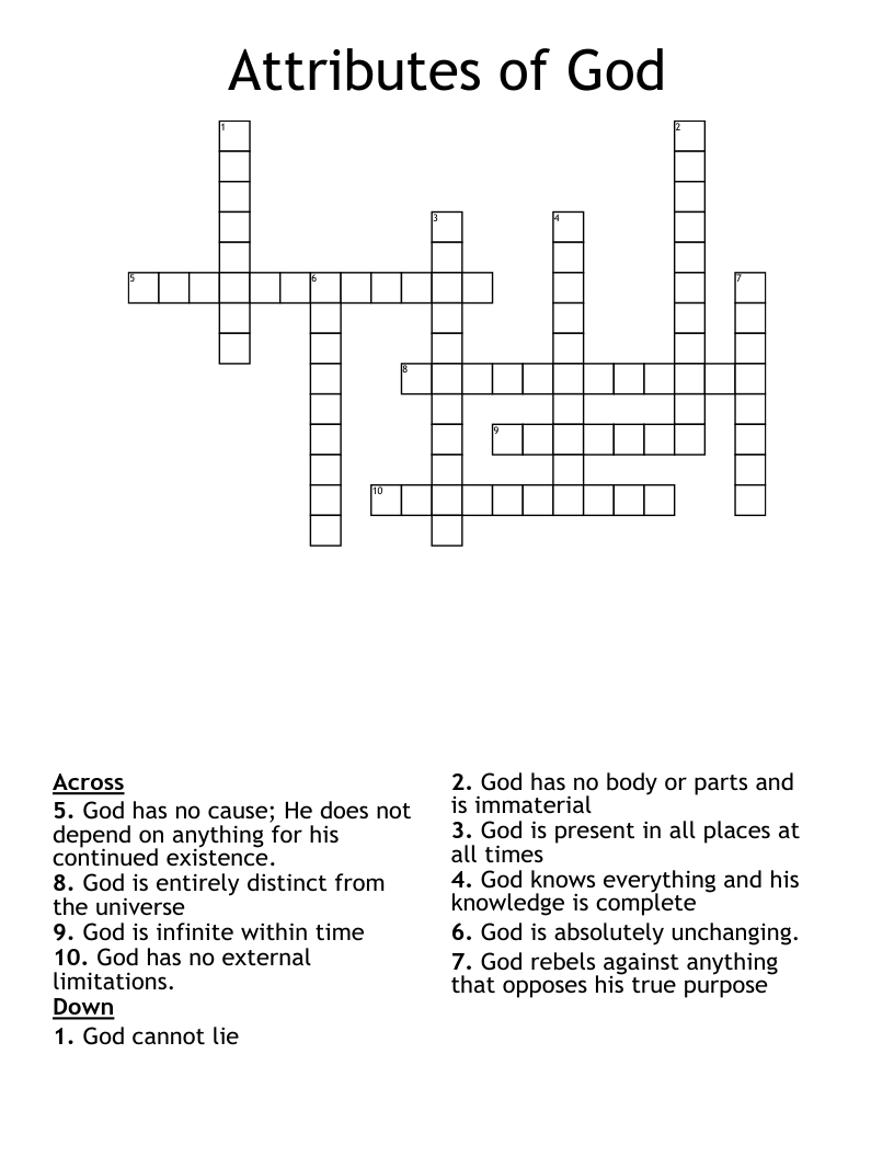 Attributes of God Crossword