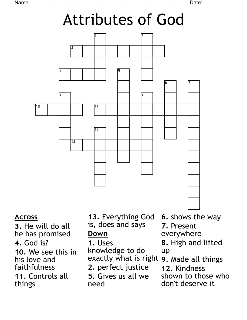 Attributes of God Crossword