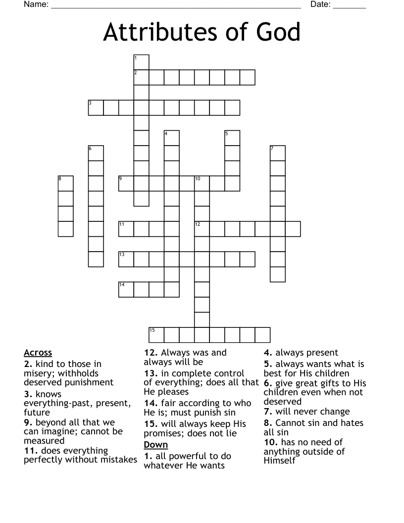Attributes of God Crossword