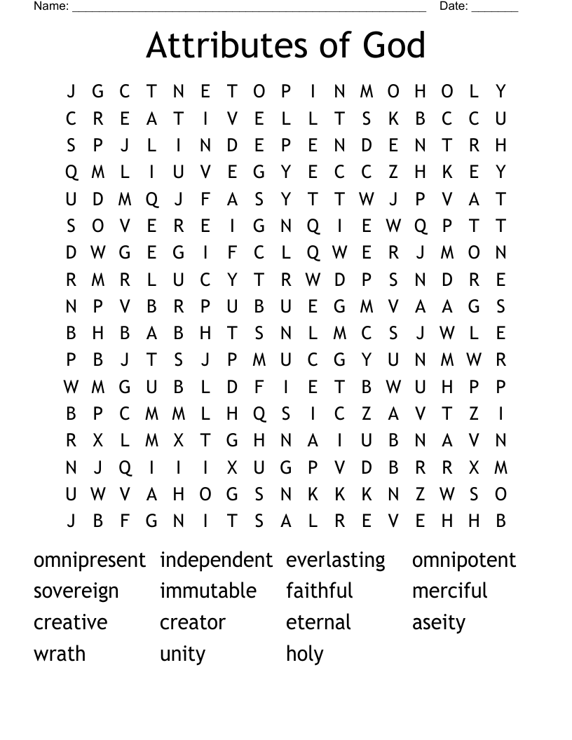 Attributes of God Word Search