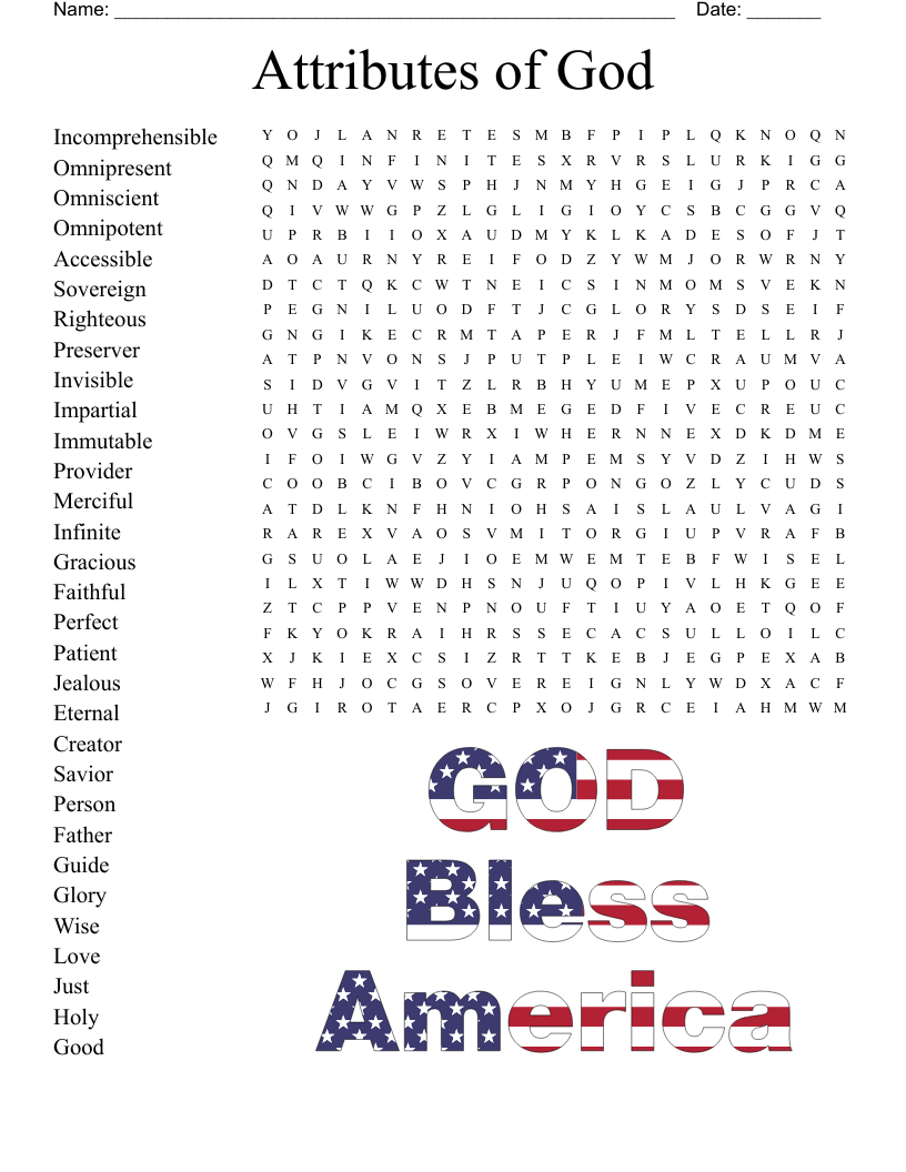 Attributes of God Word Search