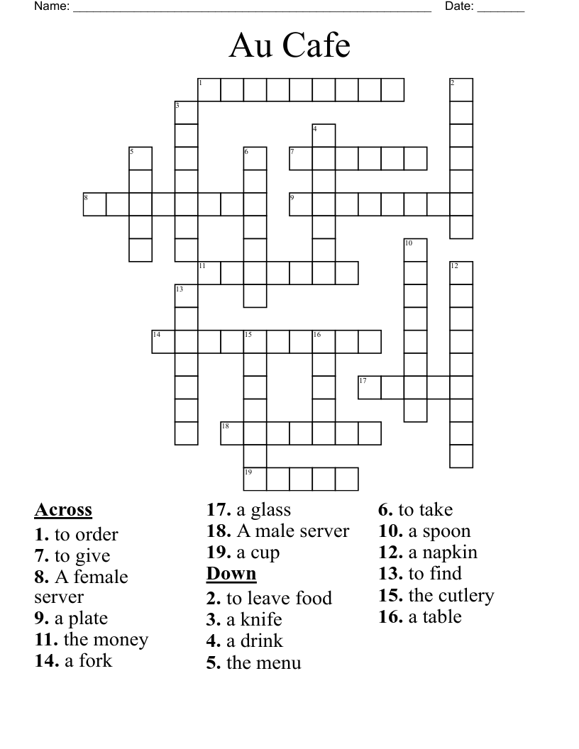 Au Cafe  Crossword