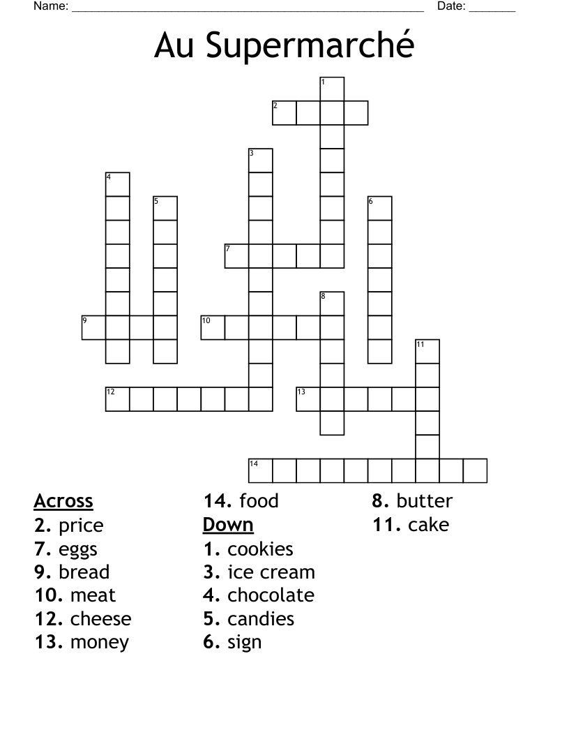 Au Supermarché Crossword