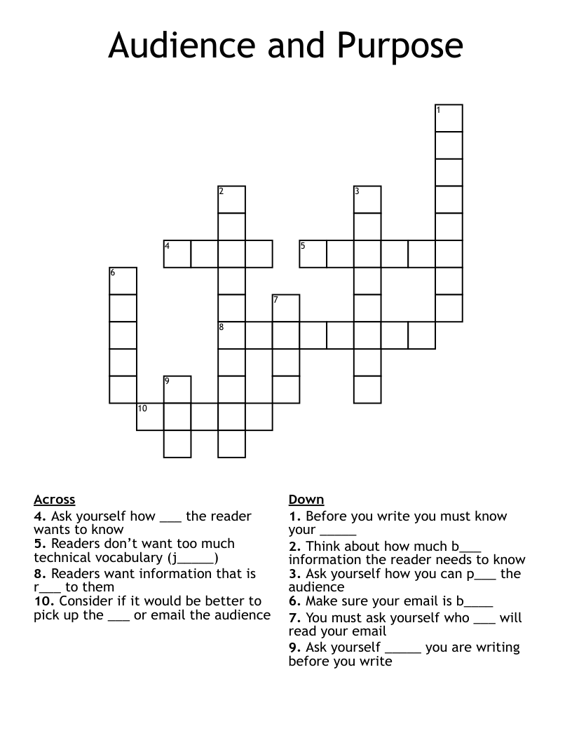 Audience and Purpose Crossword