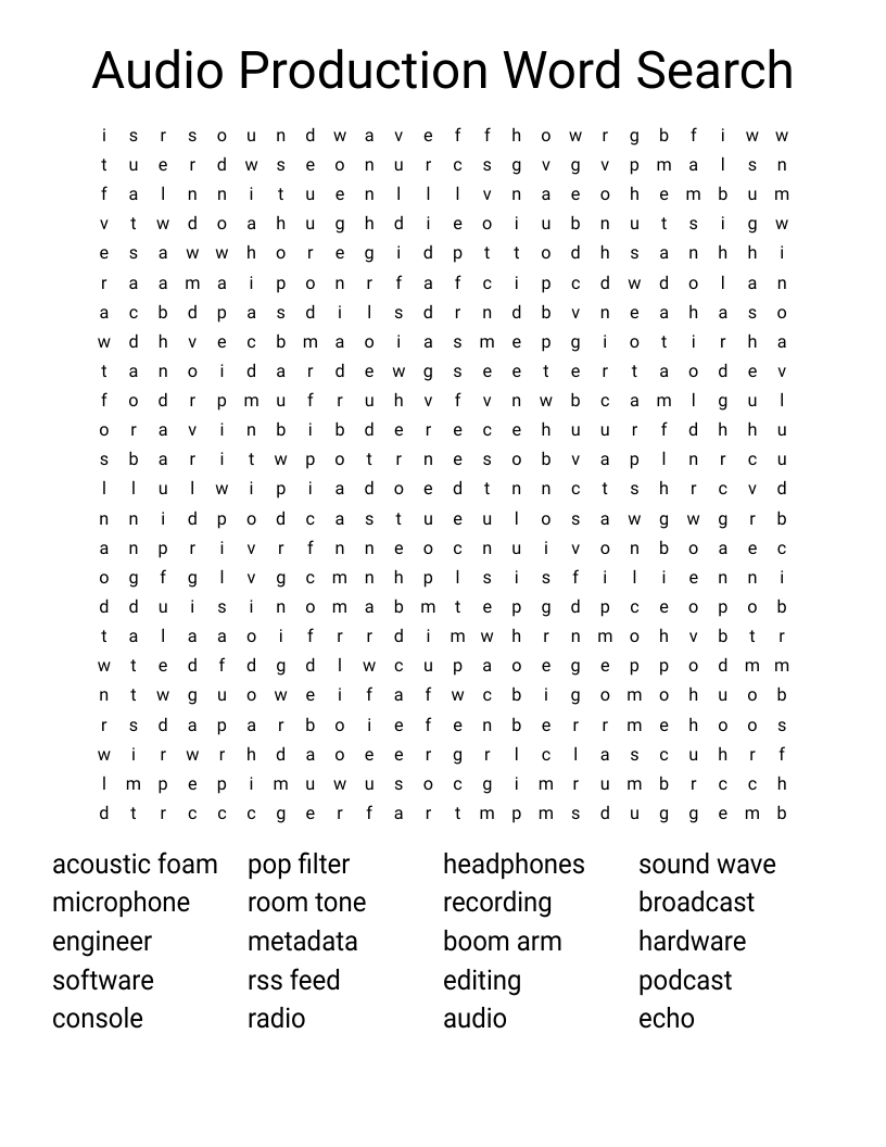 Audio Production Word Search