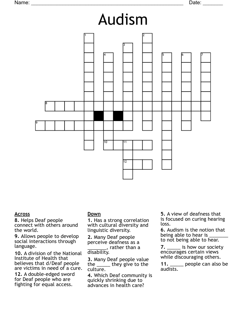 Audism Crossword