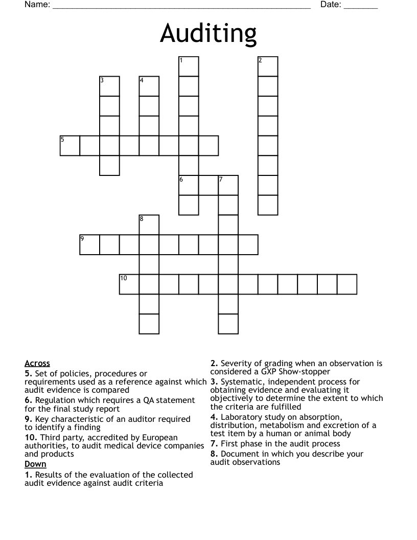 Auditing Crossword