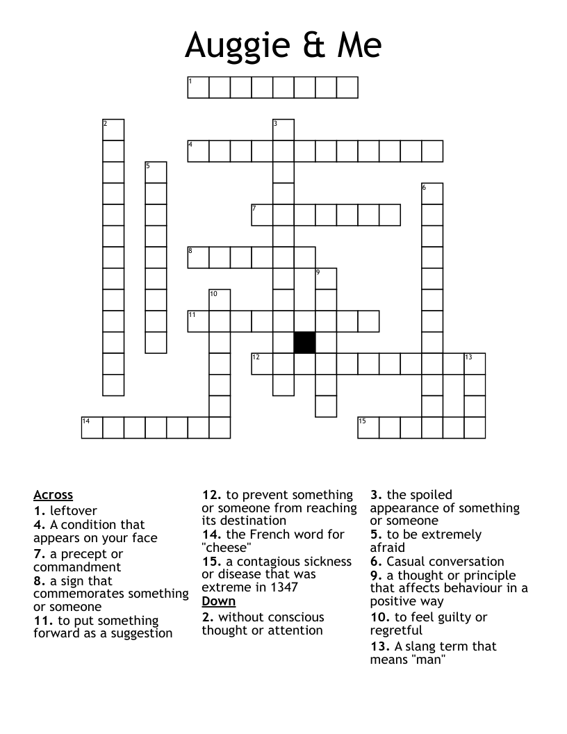 Auggie & Me  Crossword