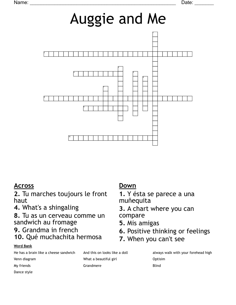 Auggie and Me Crossword