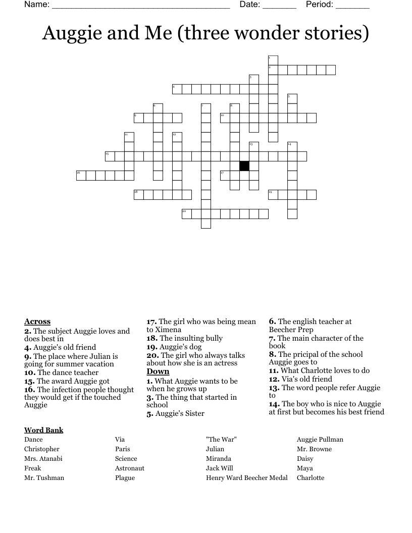 Auggie and Me (three wonder stories) Crossword