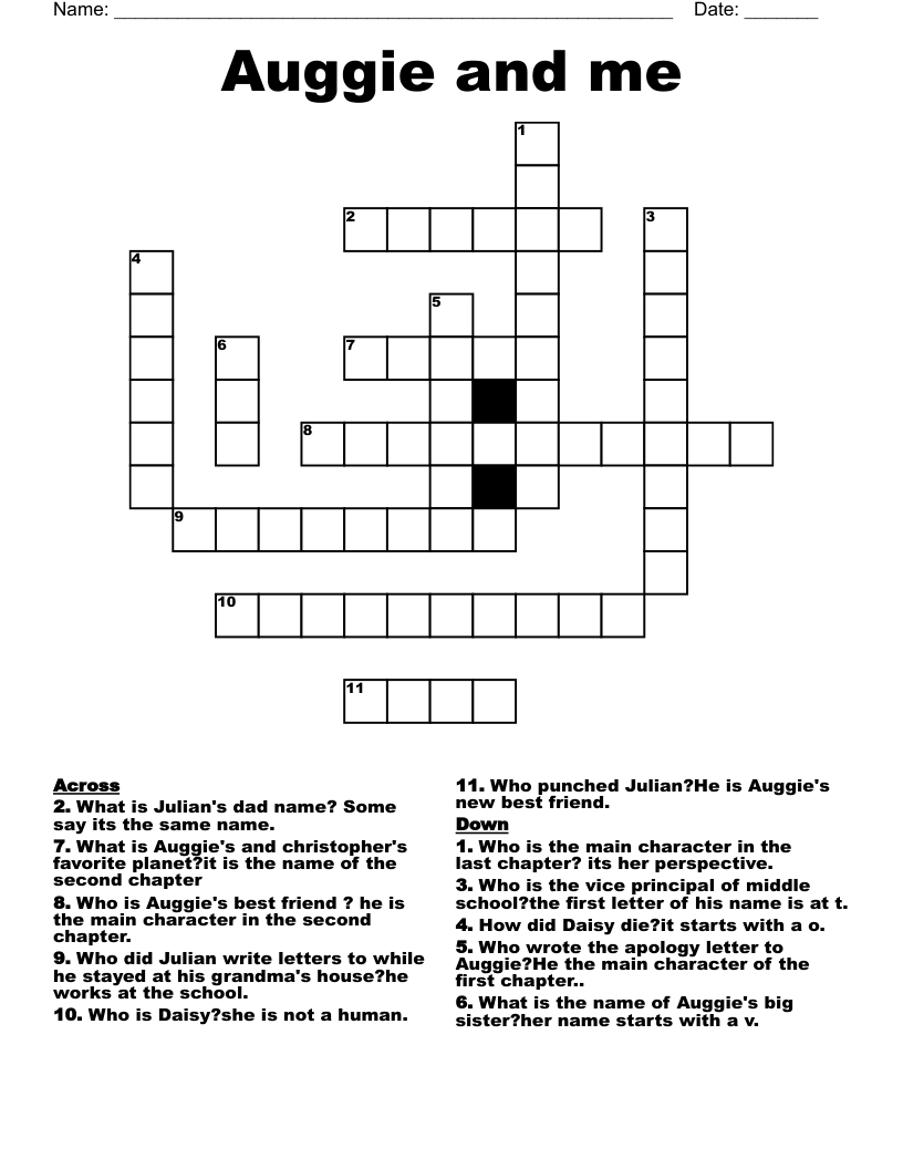 Auggie and me Crossword