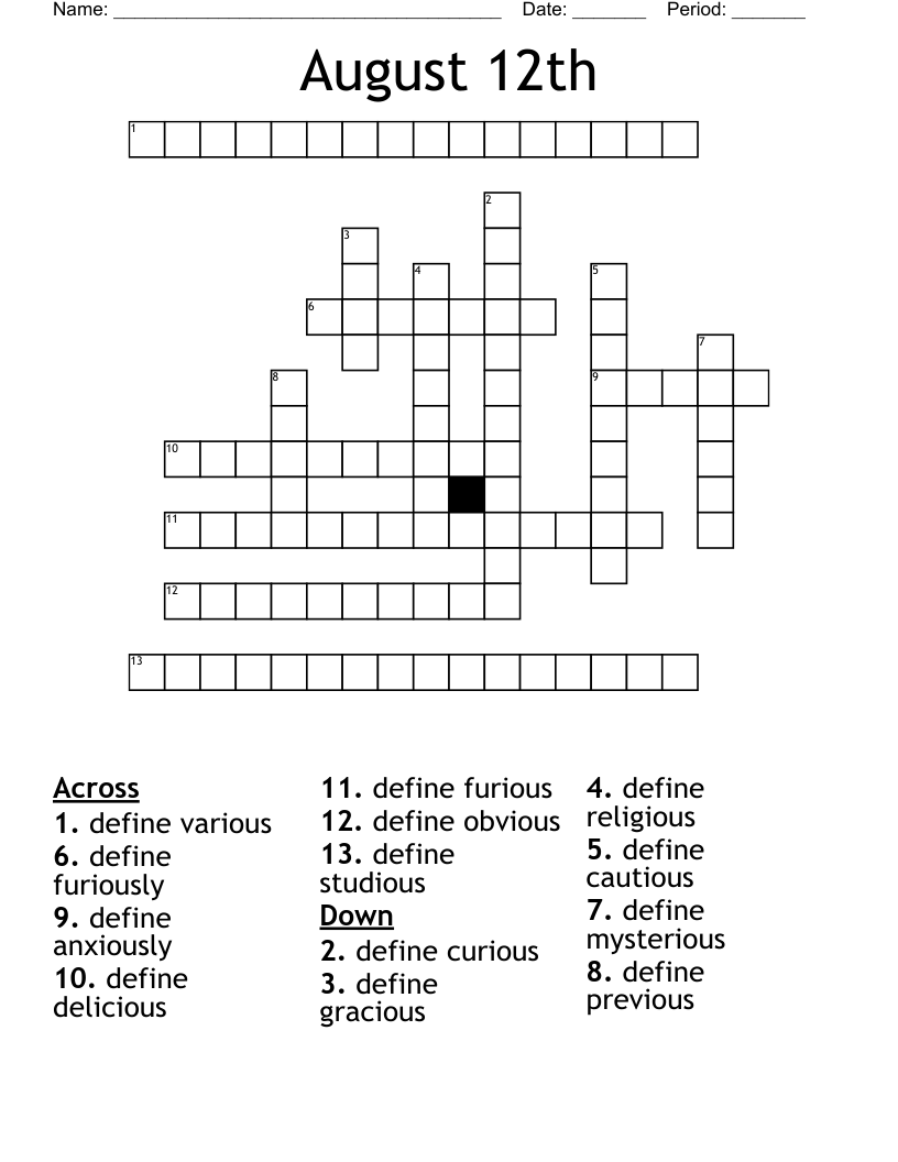 August 12th Crossword