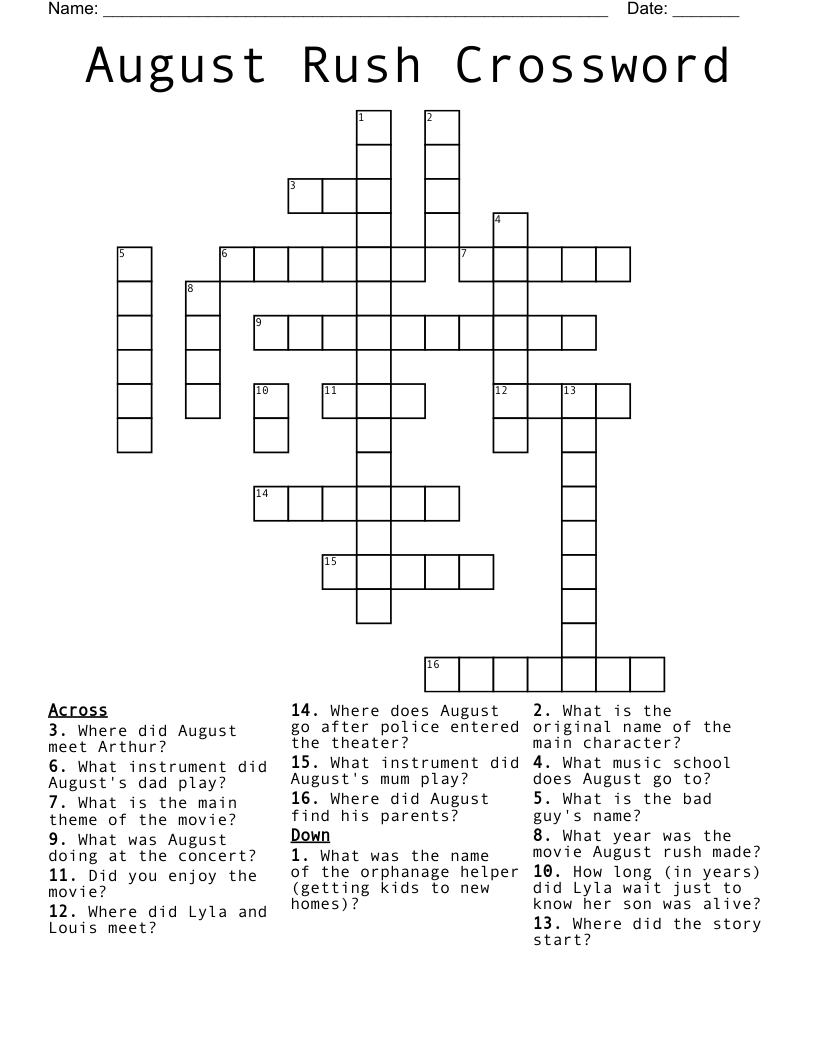 August Rush Crossword