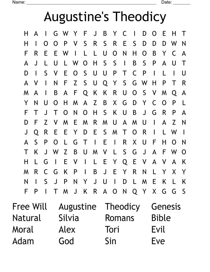Augustine's Theodicy Word Search