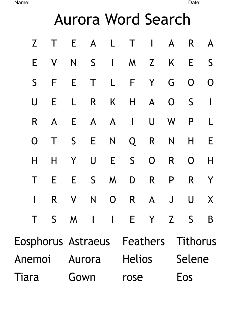 Aurora Word Search