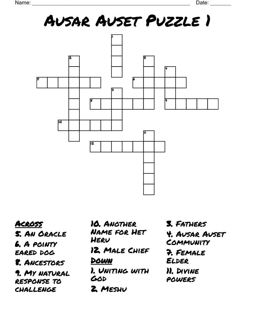 Ausar Auset Puzzle 1 Crossword