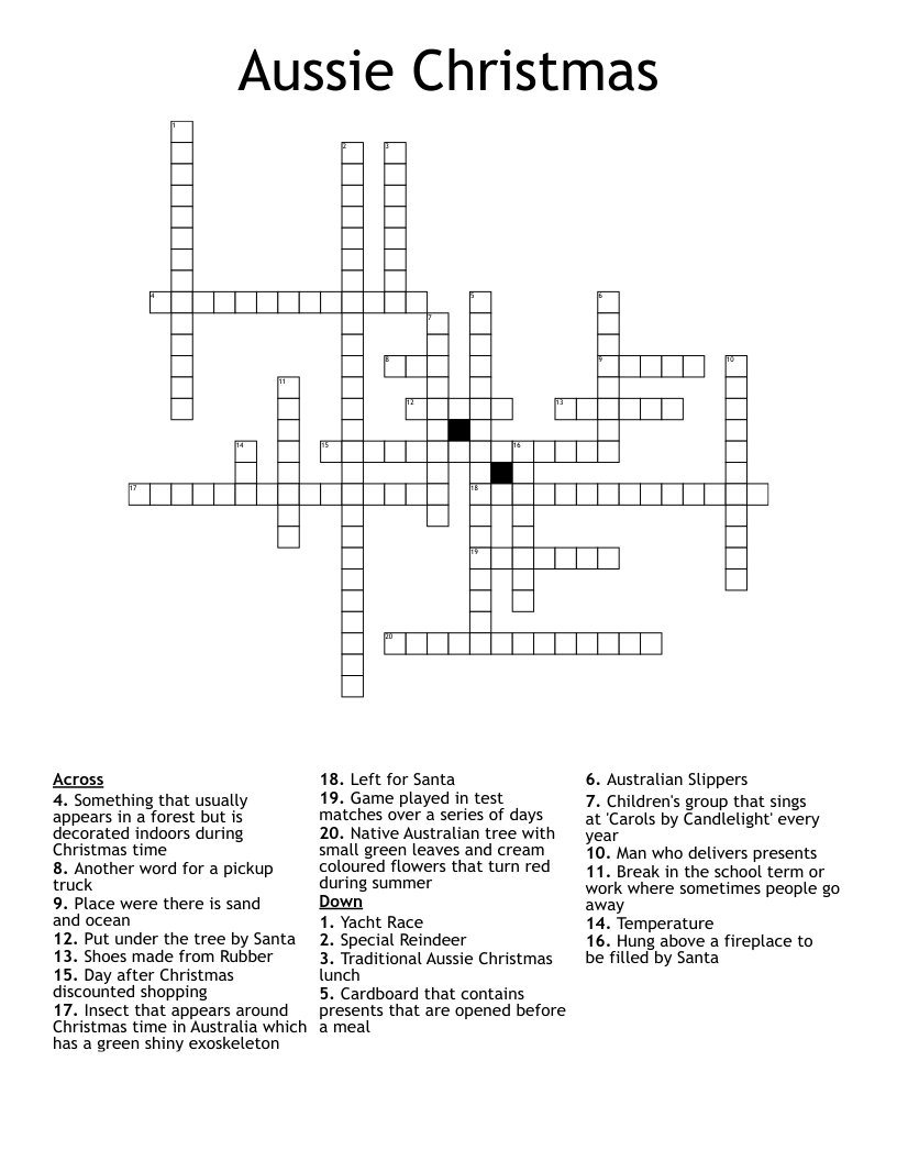 Aussie Christmas Crossword