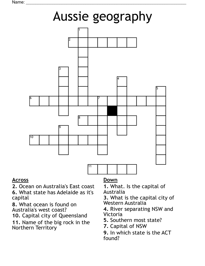 Aussie geography Crossword