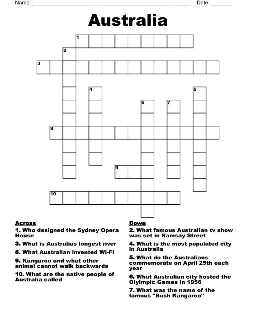 Australia Crossword