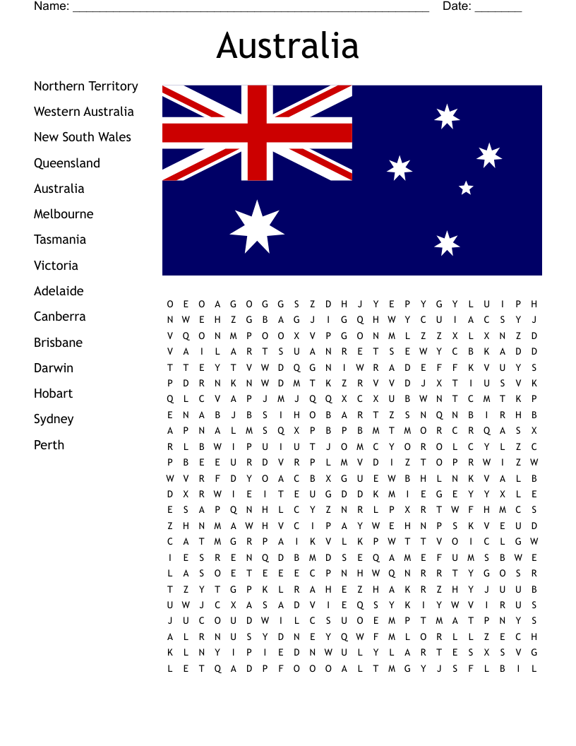 Australia Word Search