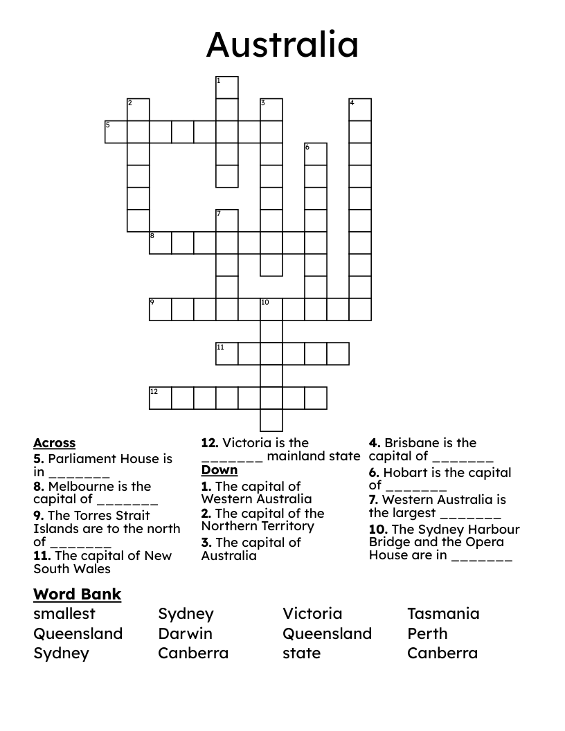 Australia Crossword
