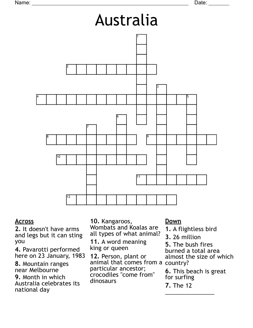 Australia Crossword