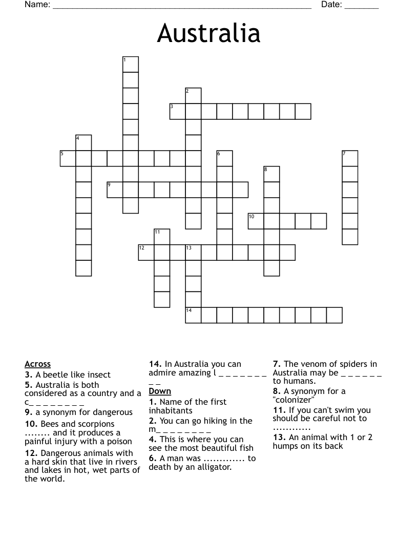 Australia Crossword