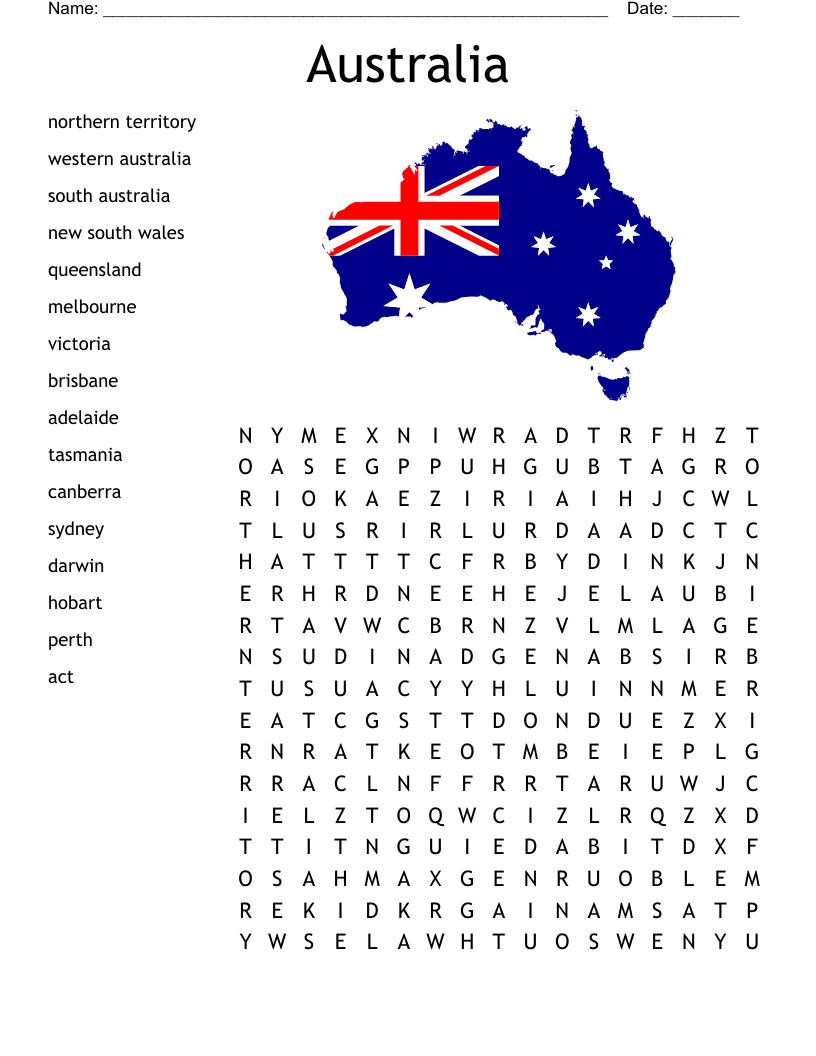 Australia Word Search