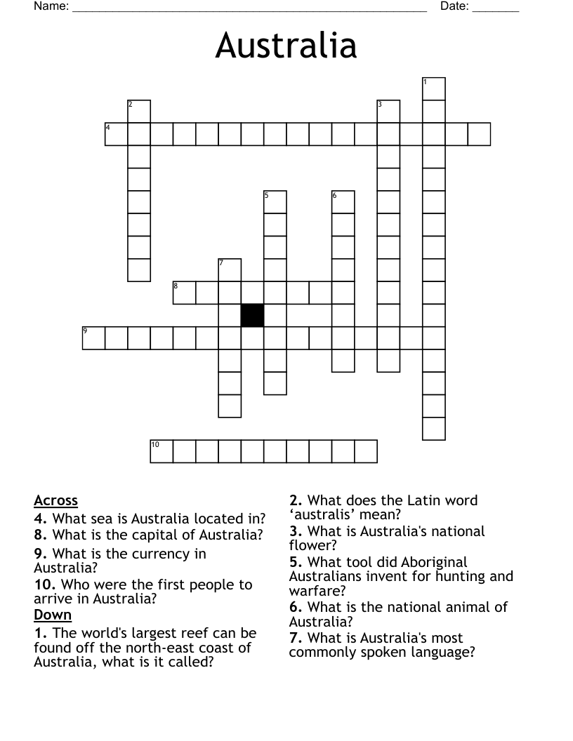 Australia Crossword