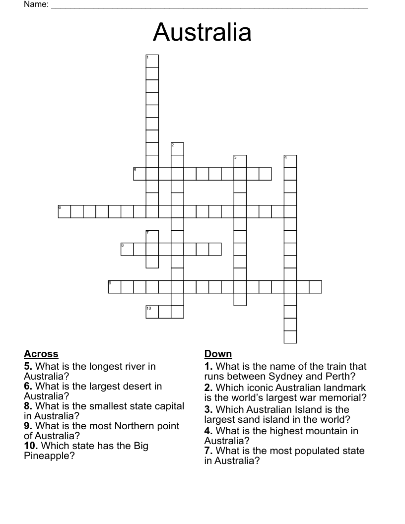 Australia Crossword