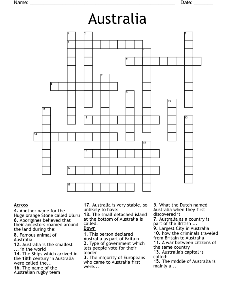 Australia Crossword