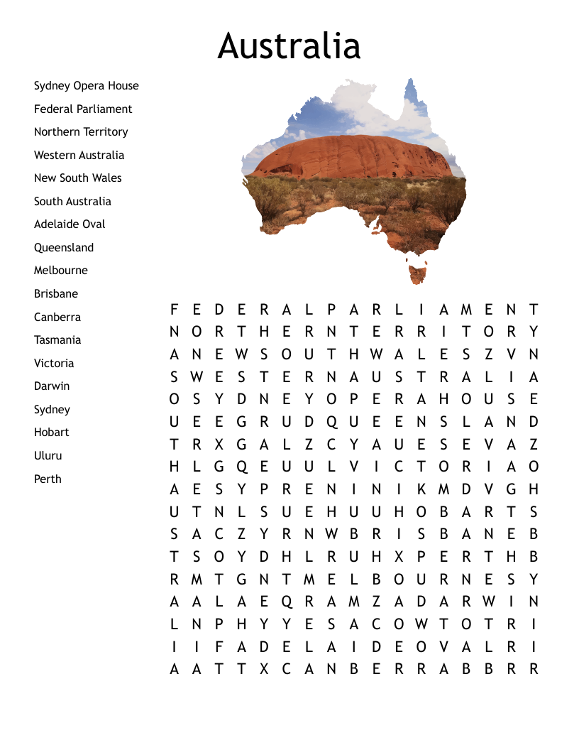Australia Word Search