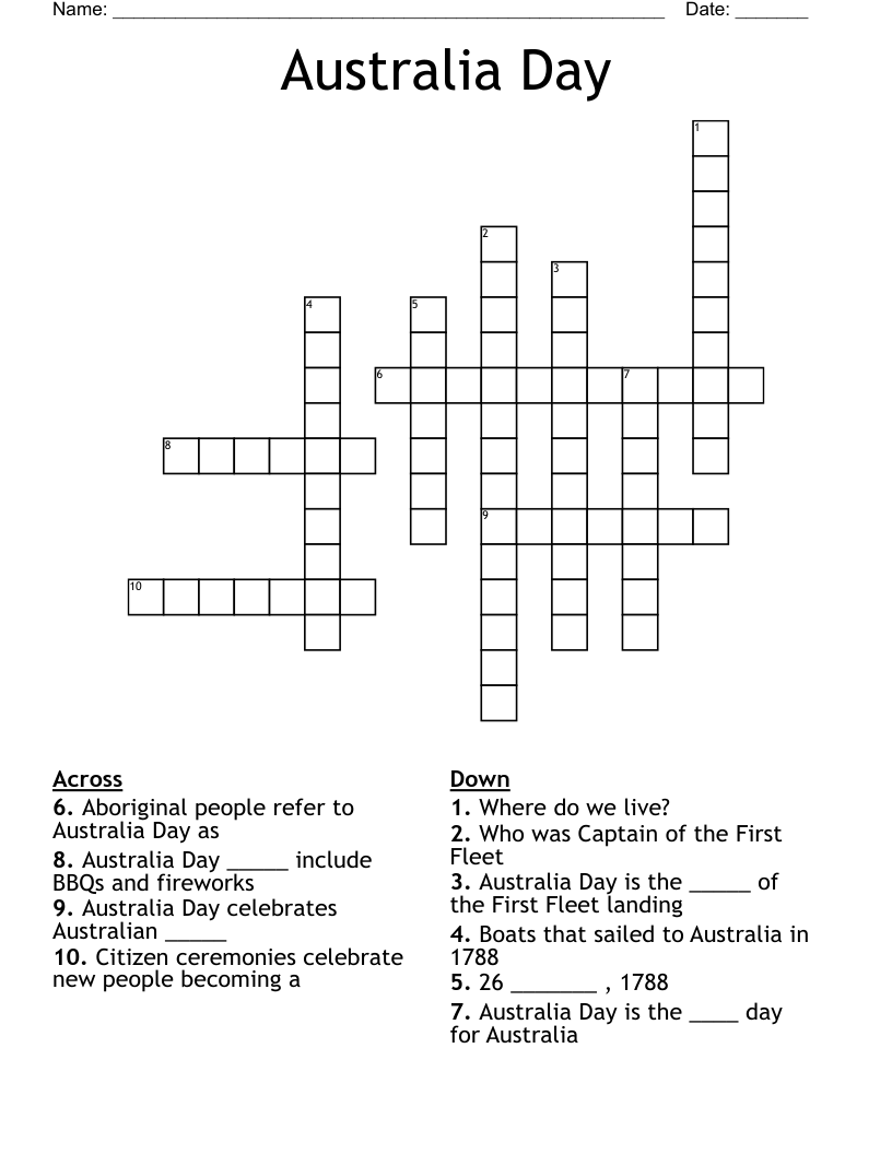 Australia Day Crossword