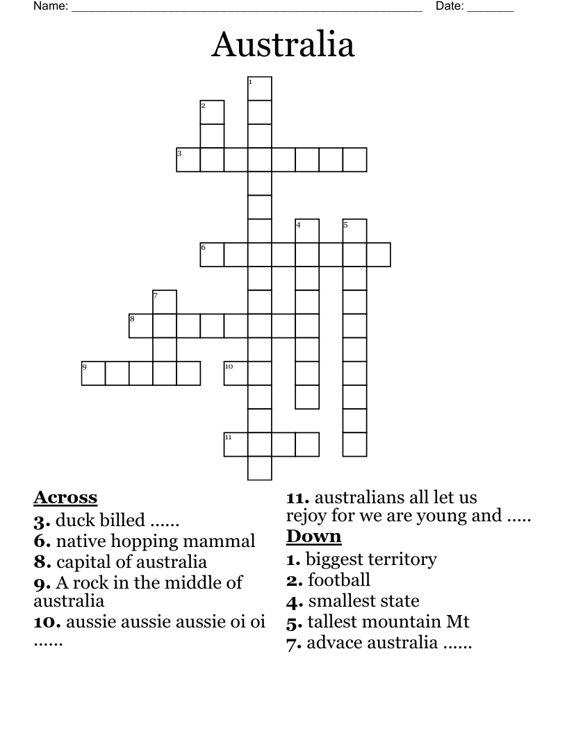 Australia  Crossword