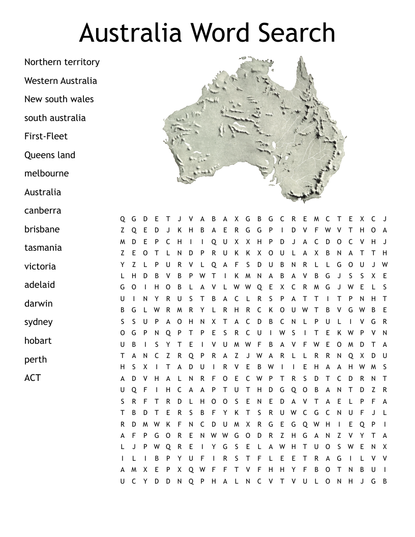 Australia Word Search