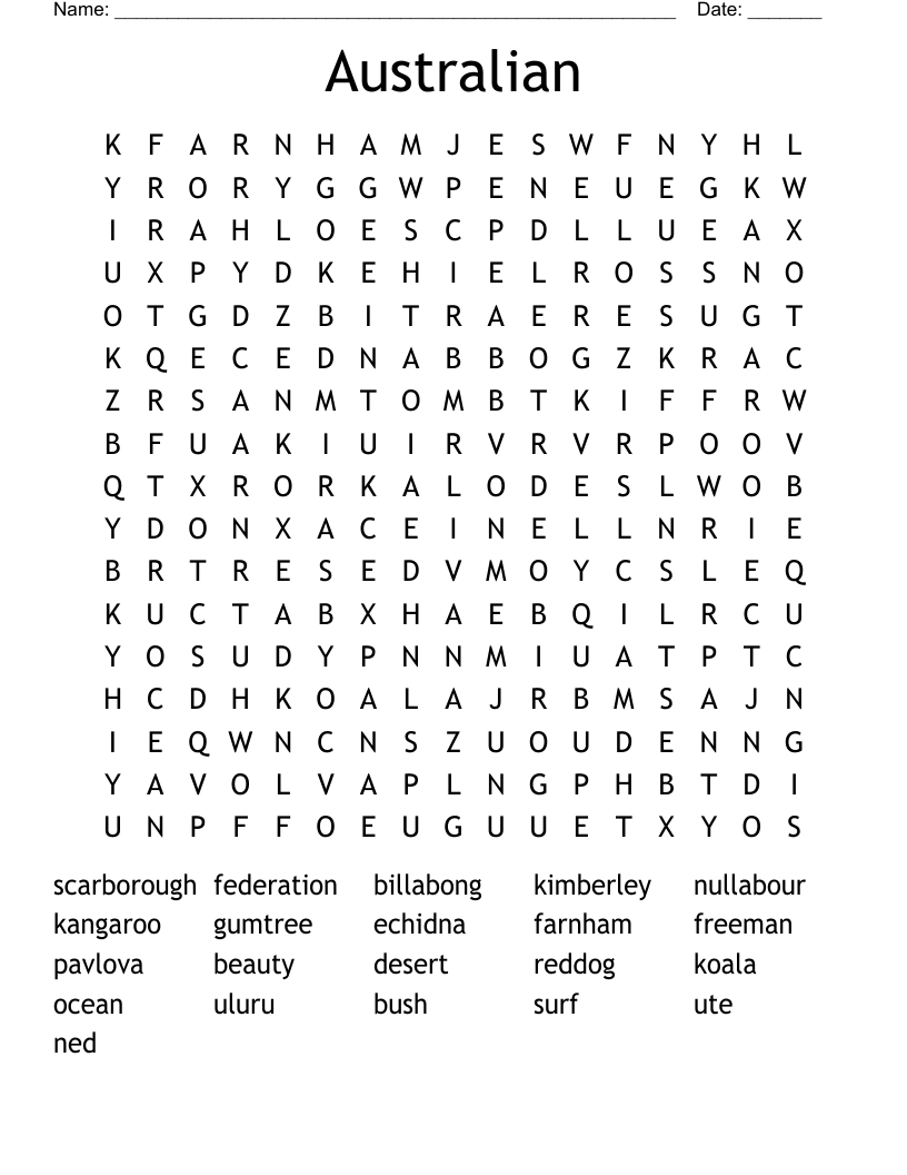 Australian Word Search