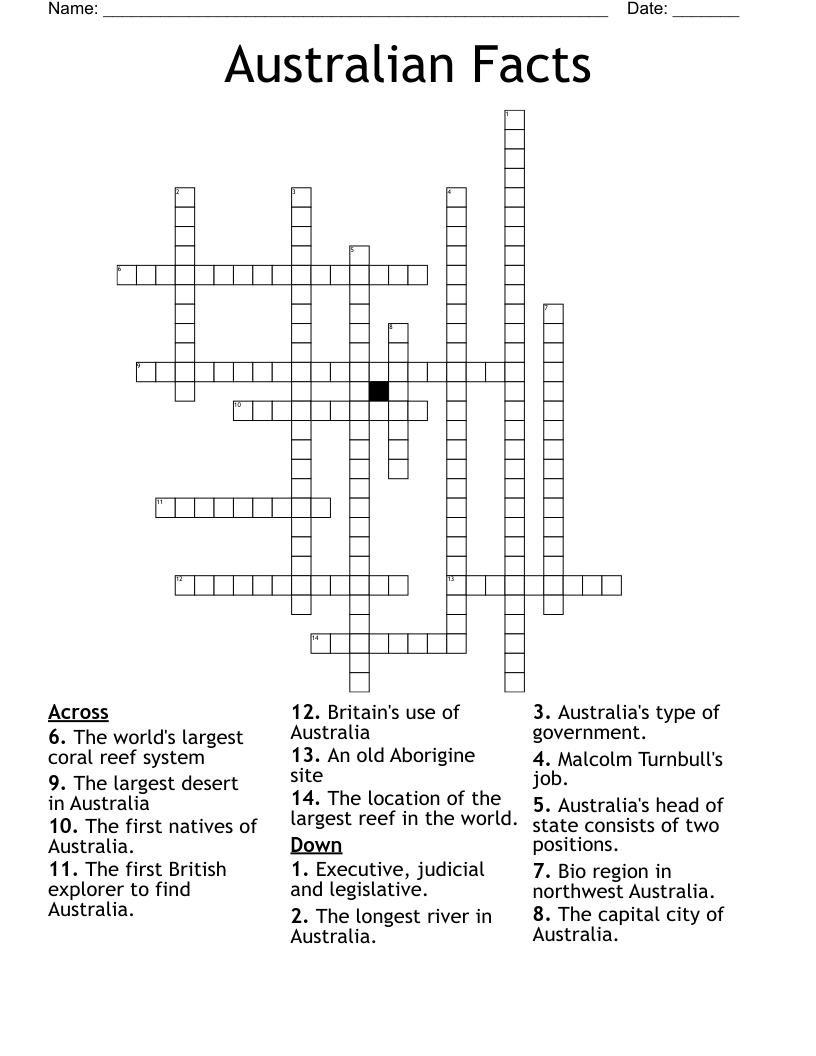 Australian Facts Crossword