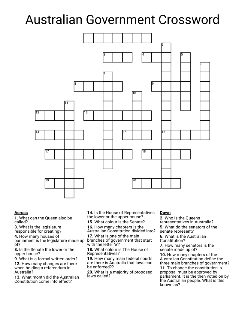 Australian Government Crossword