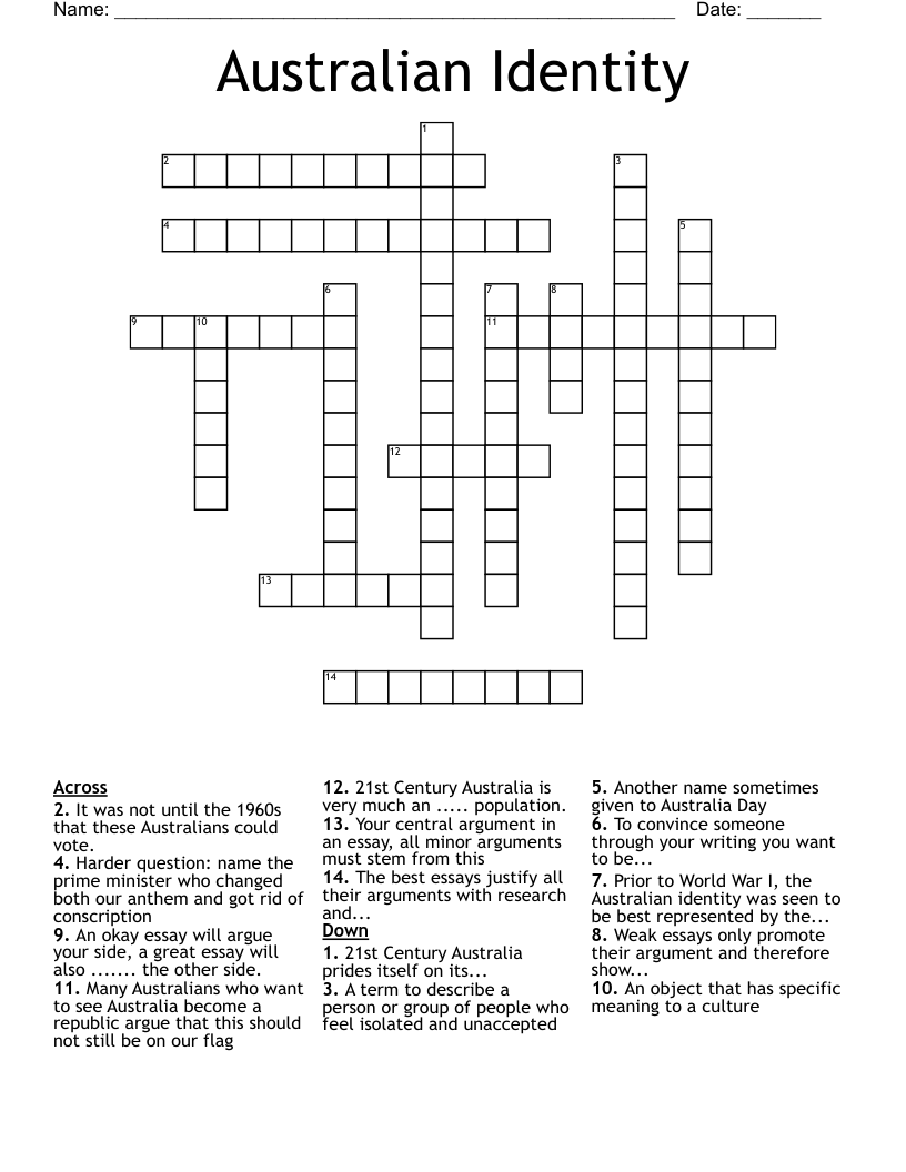 Australian Identity Crossword