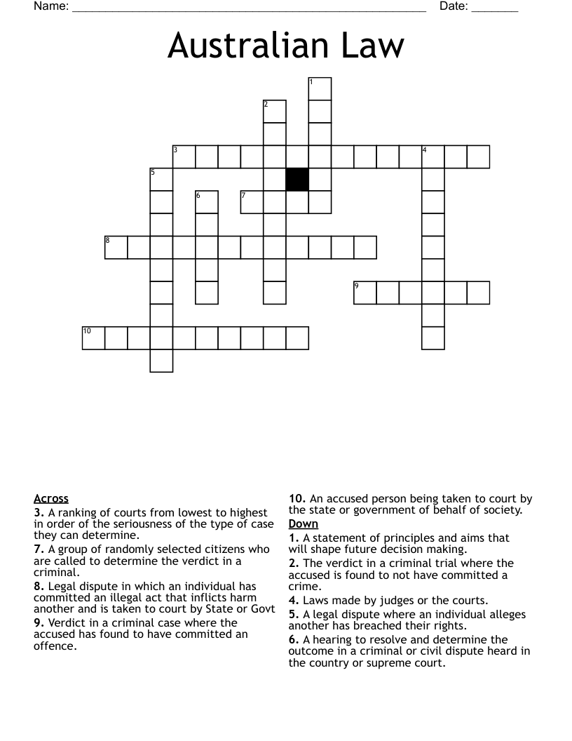 Australian Law Crossword