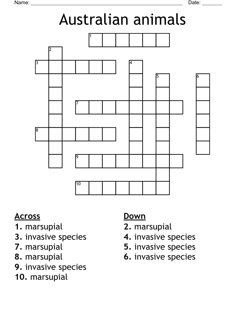 Australian animals Crossword