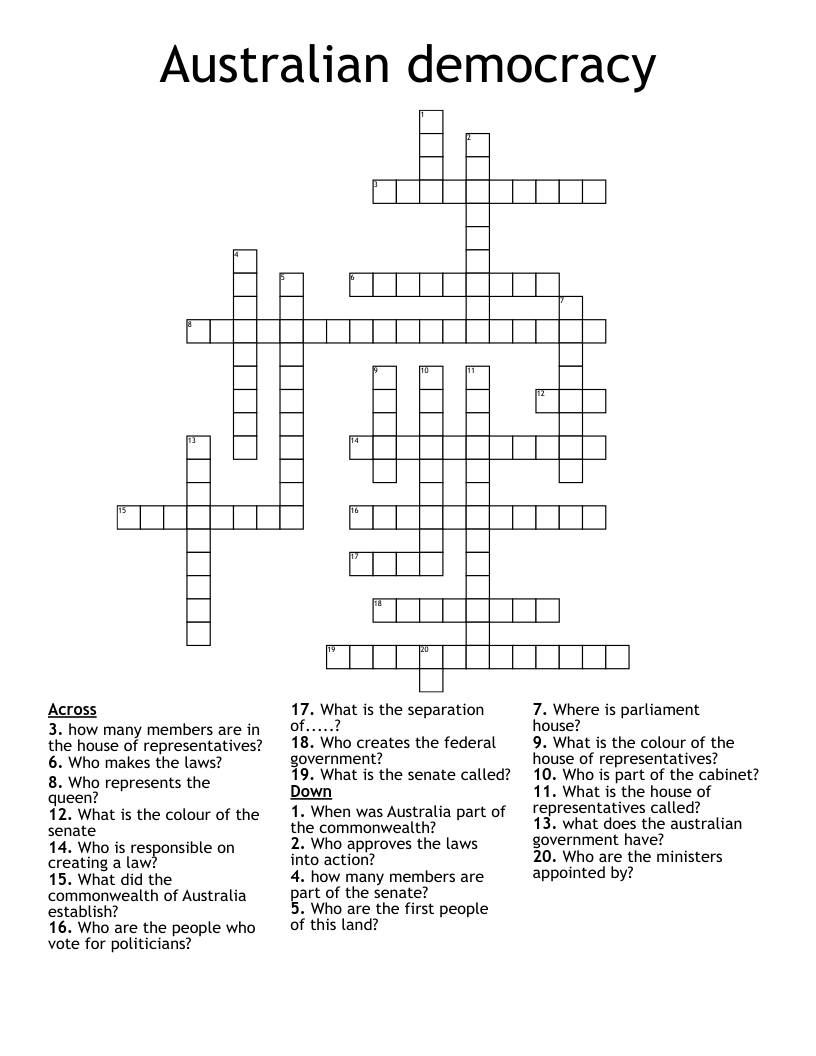 Australian democracy Crossword